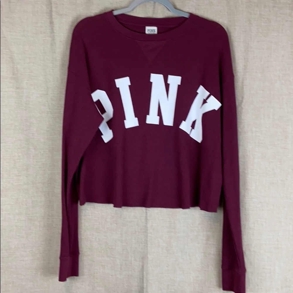 PINK Victoria's Secret Women's Burgundy Long Sleeve Top
